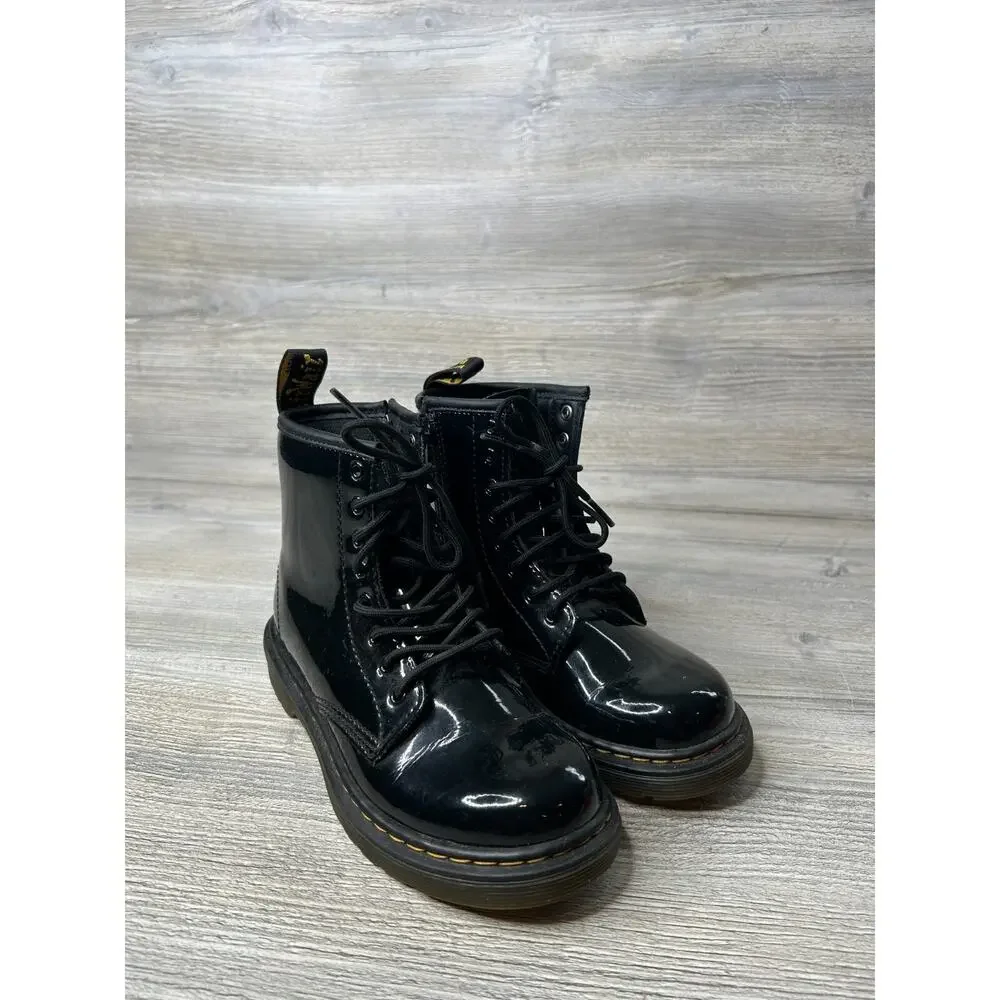 Airwair Dr. Martens AW004 Shiny Black Boots With Side Zipper GT04X Size 1